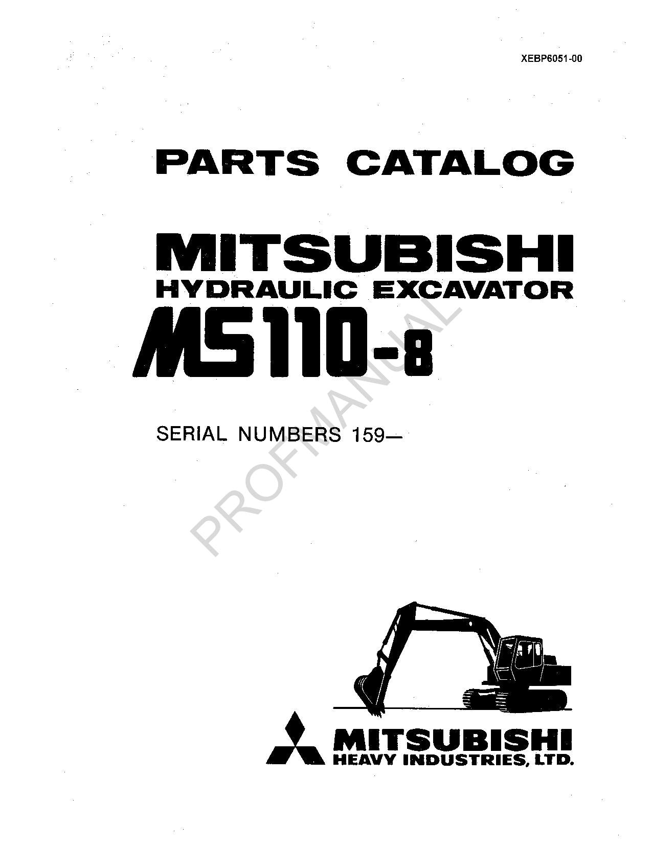 Caterpillar MS110 8 Mitsubishi Hydraulic Excavator Parts Catalog Manual 159-Up