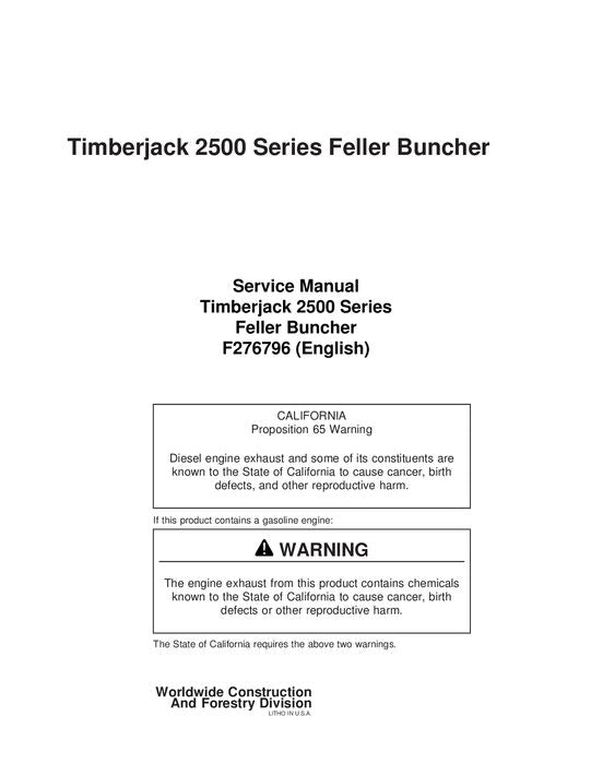 JOHN DEERE 2515 2518 2520 T25 TRACKED FELLER BUNCHER SERVICE MANUAL