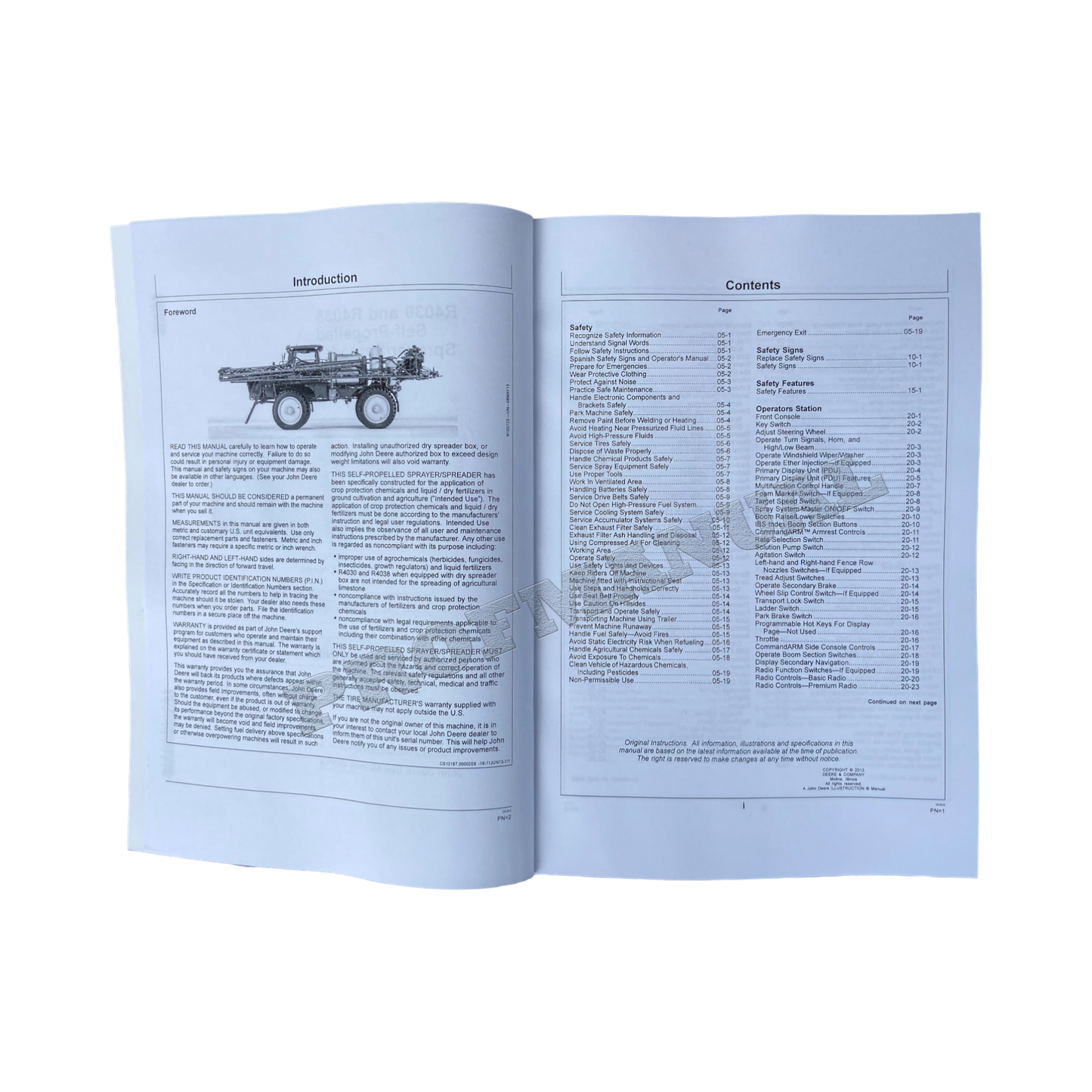 JOHN DEERE R4030 R4038 SPRAYER OPERATORS MANUAL