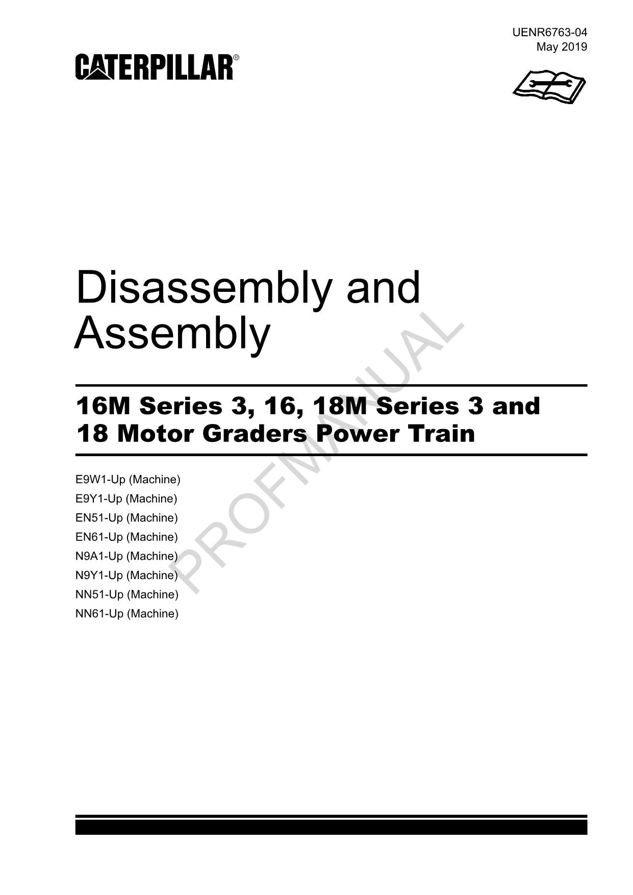 Caterpillar 16M Ser 3 16 Motor GRADER Power Train Disass Assembly Service Manual