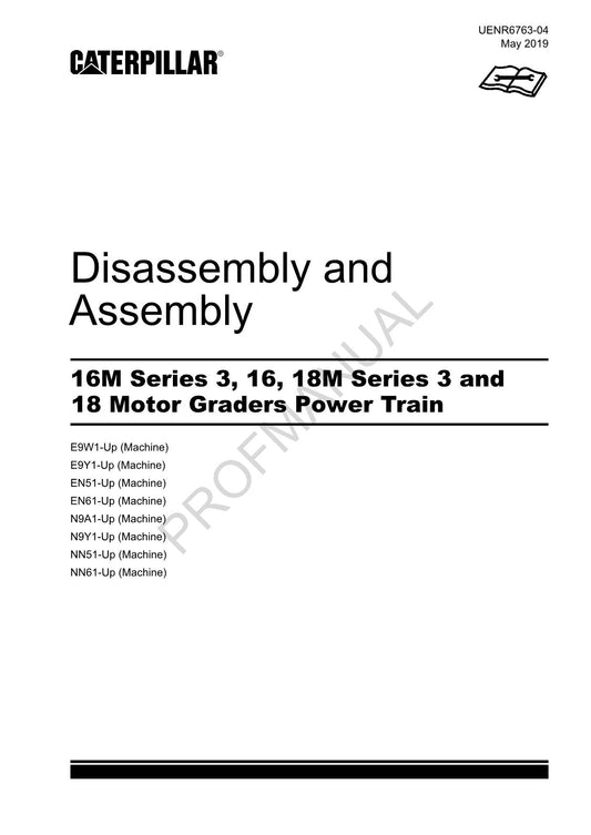 Caterpillar 16M Ser 3 16 Motor GRADER Power Train Disass Assembly Service Manual