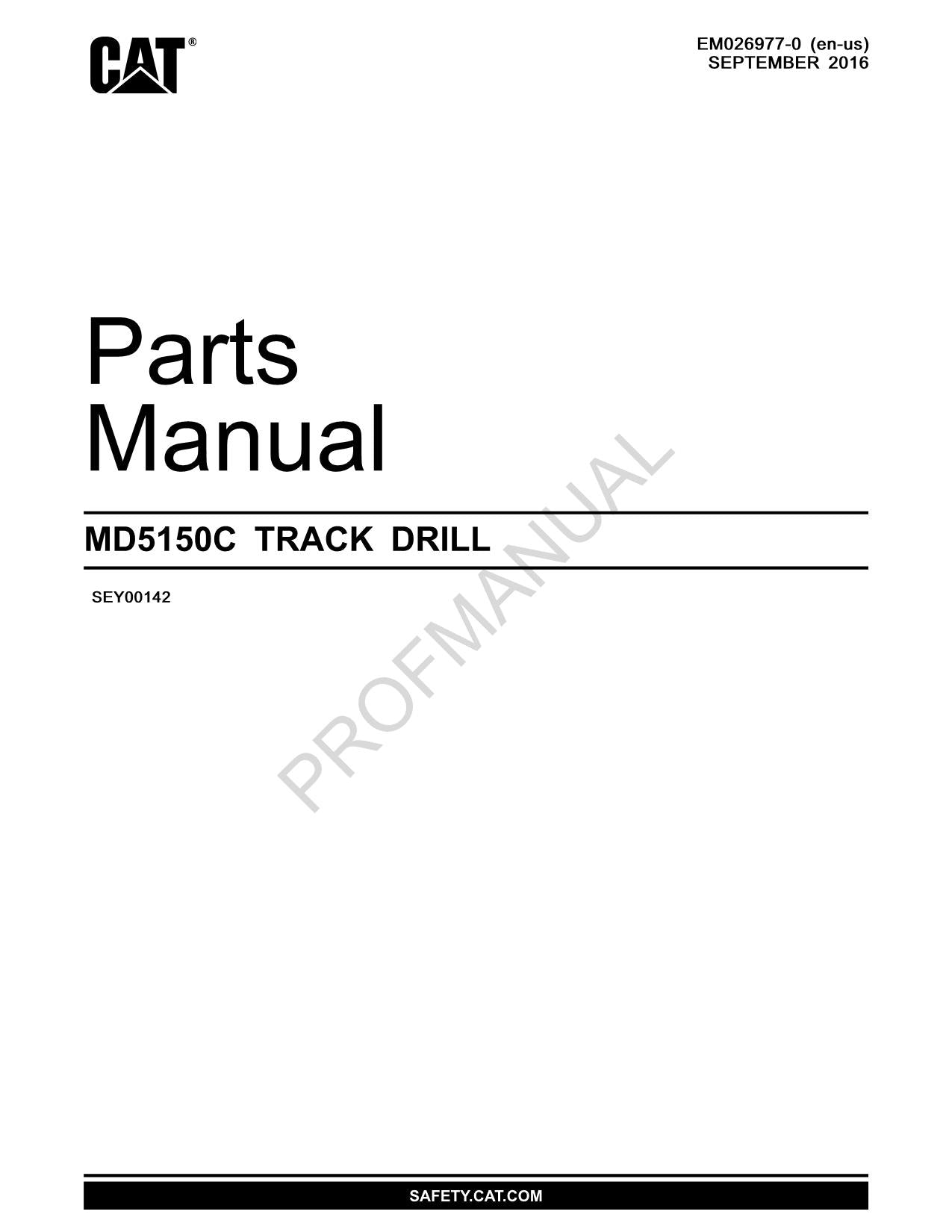 Catalogue de pièces détachées pour perceuse sur chenilles Caterpillar Cat MD5150C, manuel d'utilisation, série SEY00142