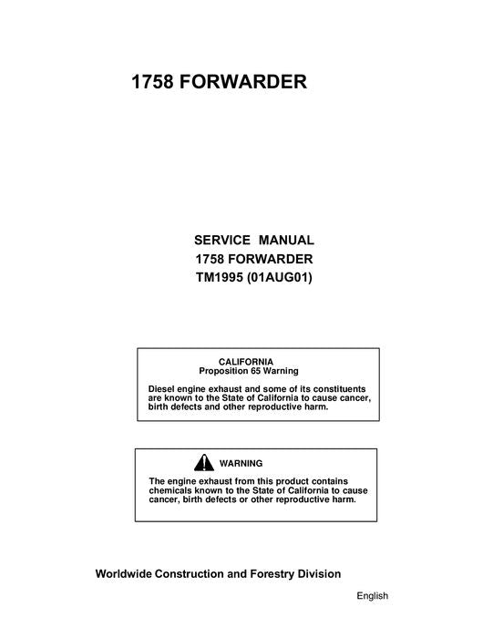 JOHN DEERE 1758 FORWARDER SERVICE-REPARATURHANDBUCH