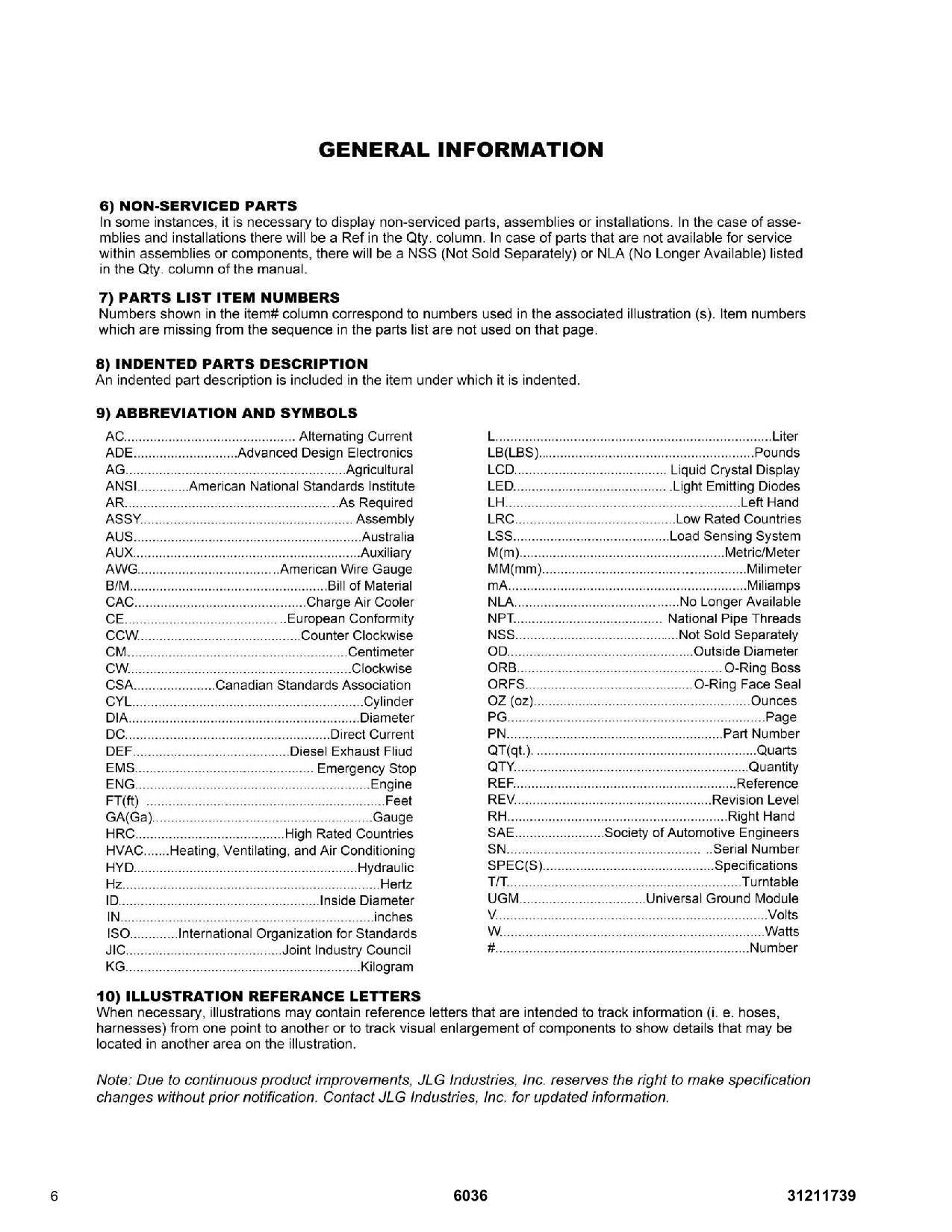 SKYTRAK 6036 Telehandler Parts Catalog Manual 31211739