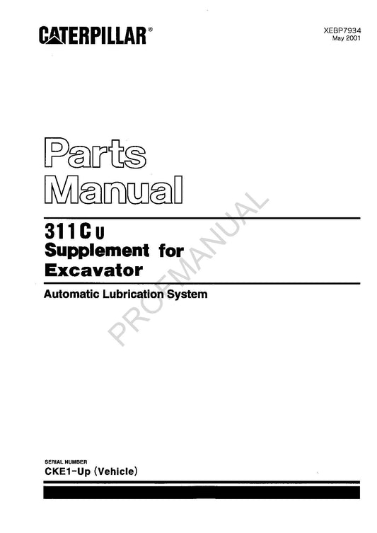 Manuel du catalogue de pièces détachées pour excavatrice Caterpillar Cat 311 CU