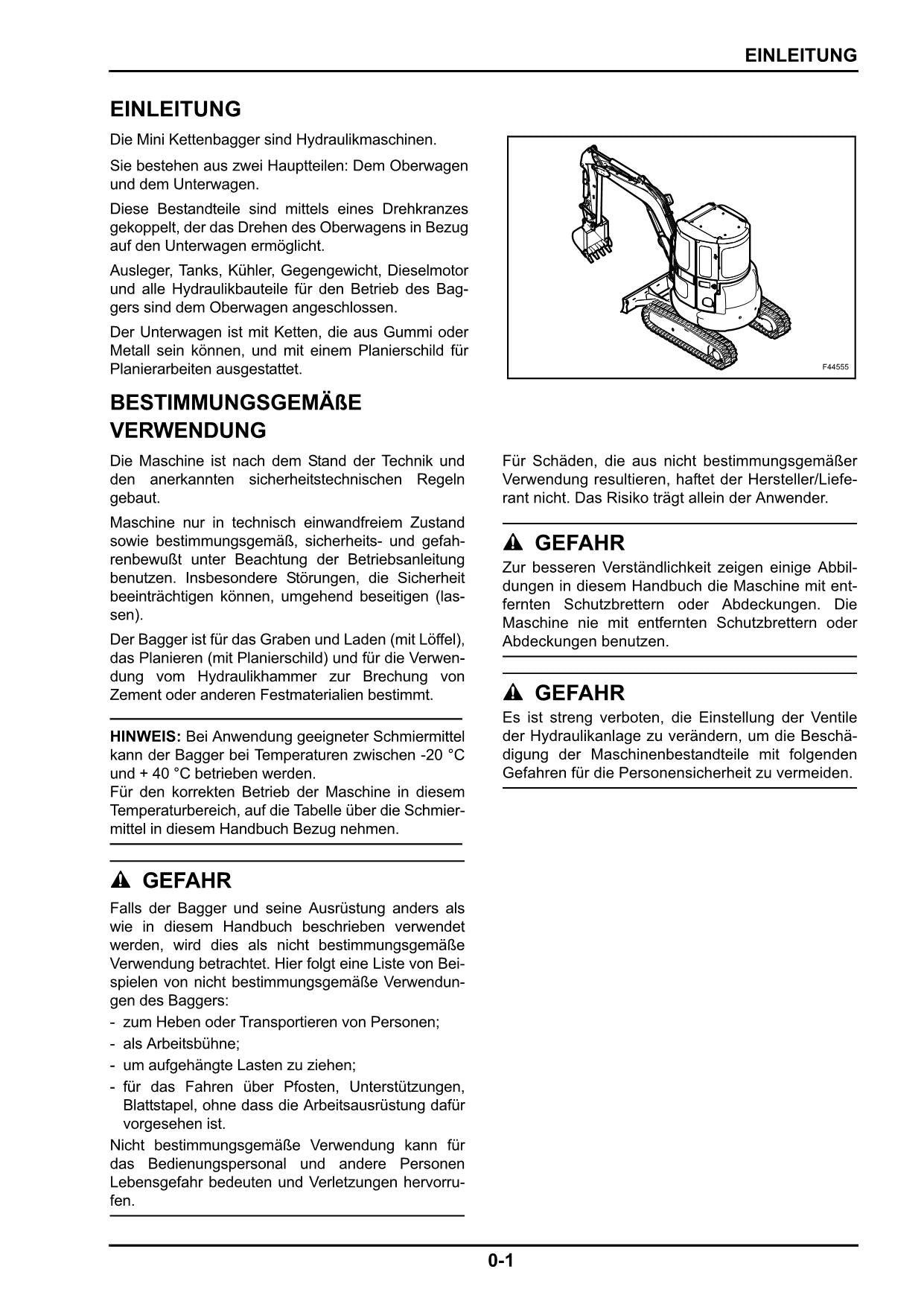 New Holland E35B SR E39B SR Bagger Manuel d'instructions