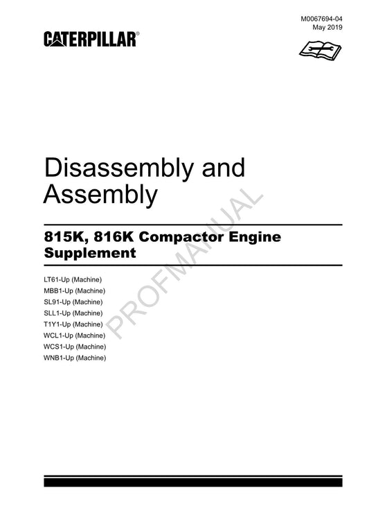 Caterpillar 815K 816K Compactor Engine Suppl Disassembly Assembly Service Manual