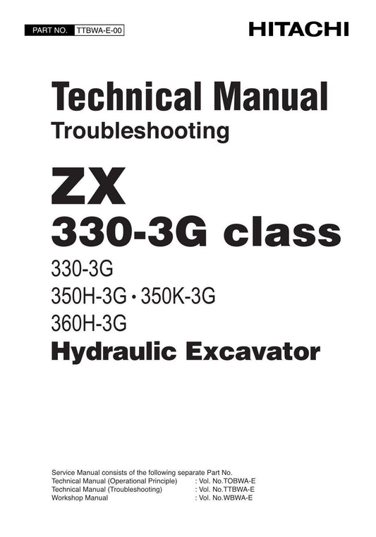 Hitachi ZX350K-3G ZX360H-3G Excavator Troubleshooting Service manual