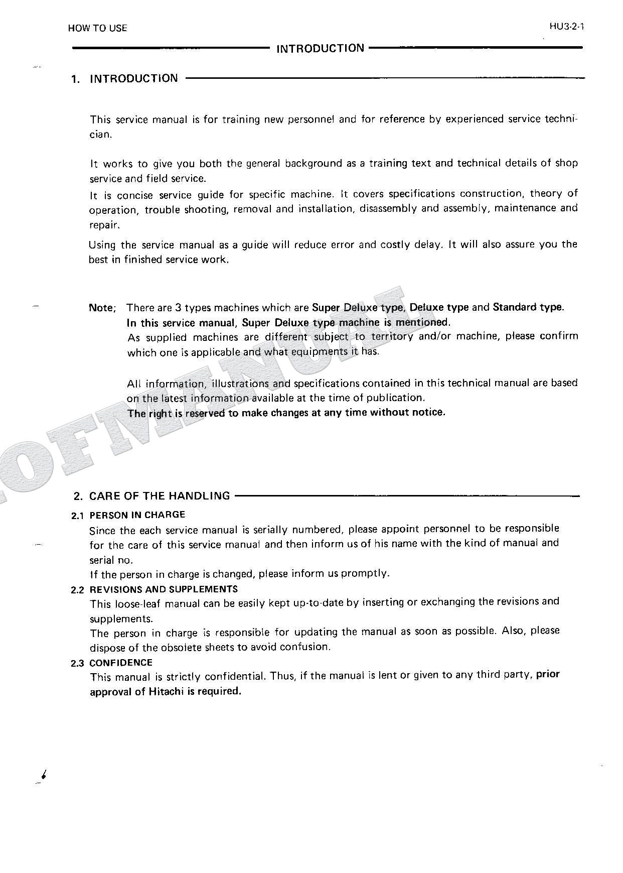 HITACHI EX220 Hudraulic Excavator Service Manual