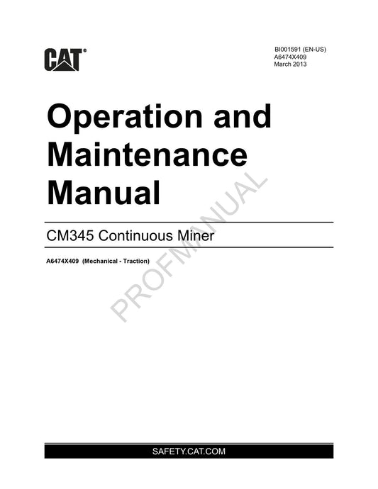 Caterpillar Cat CM345 Continuous Miner Operators Wartungshandbuch Traktion