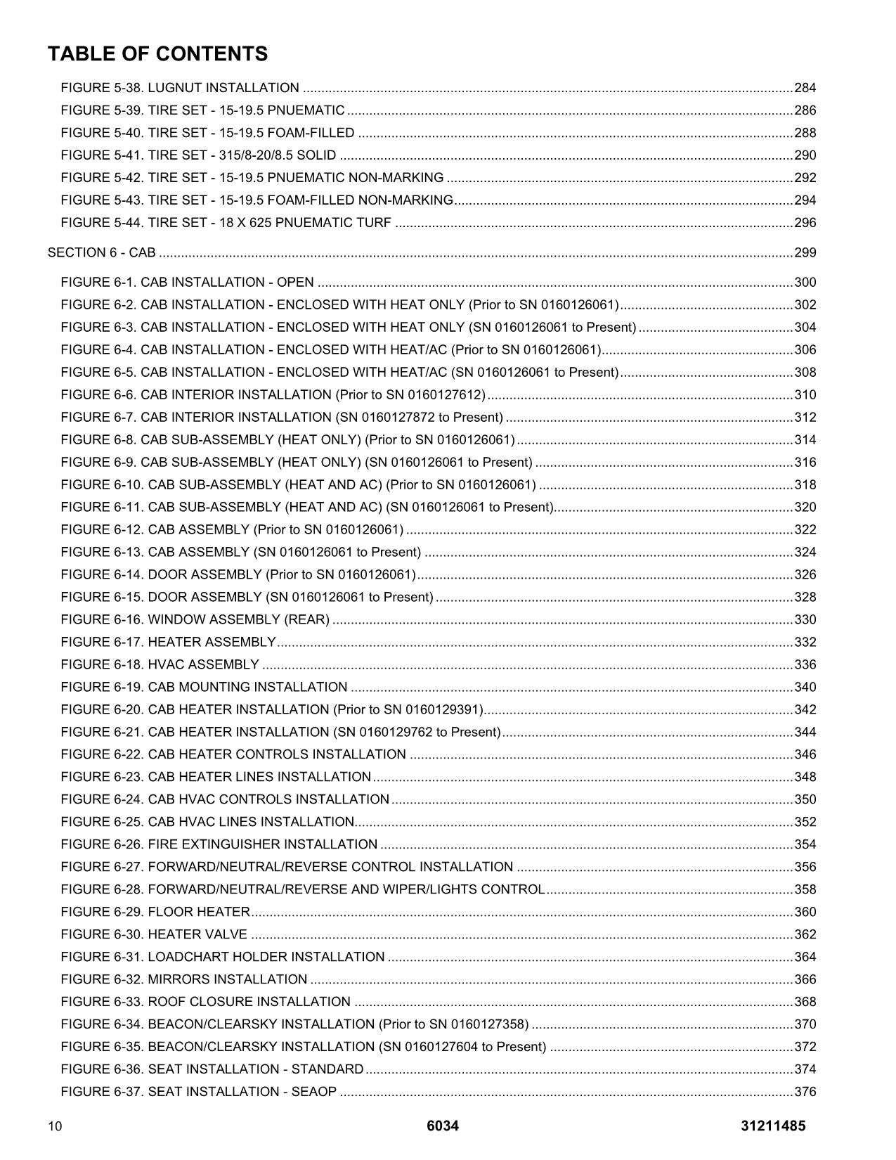 SKYTRAK 6034 Telehandler Parts Catalog Manual 31211485