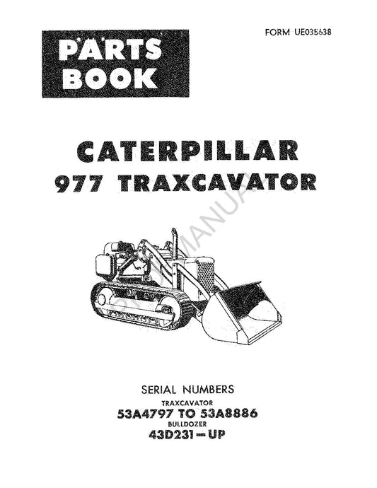 Caterpillar Cat 977 Traxcavator Track Loader Parts Catalog Manual