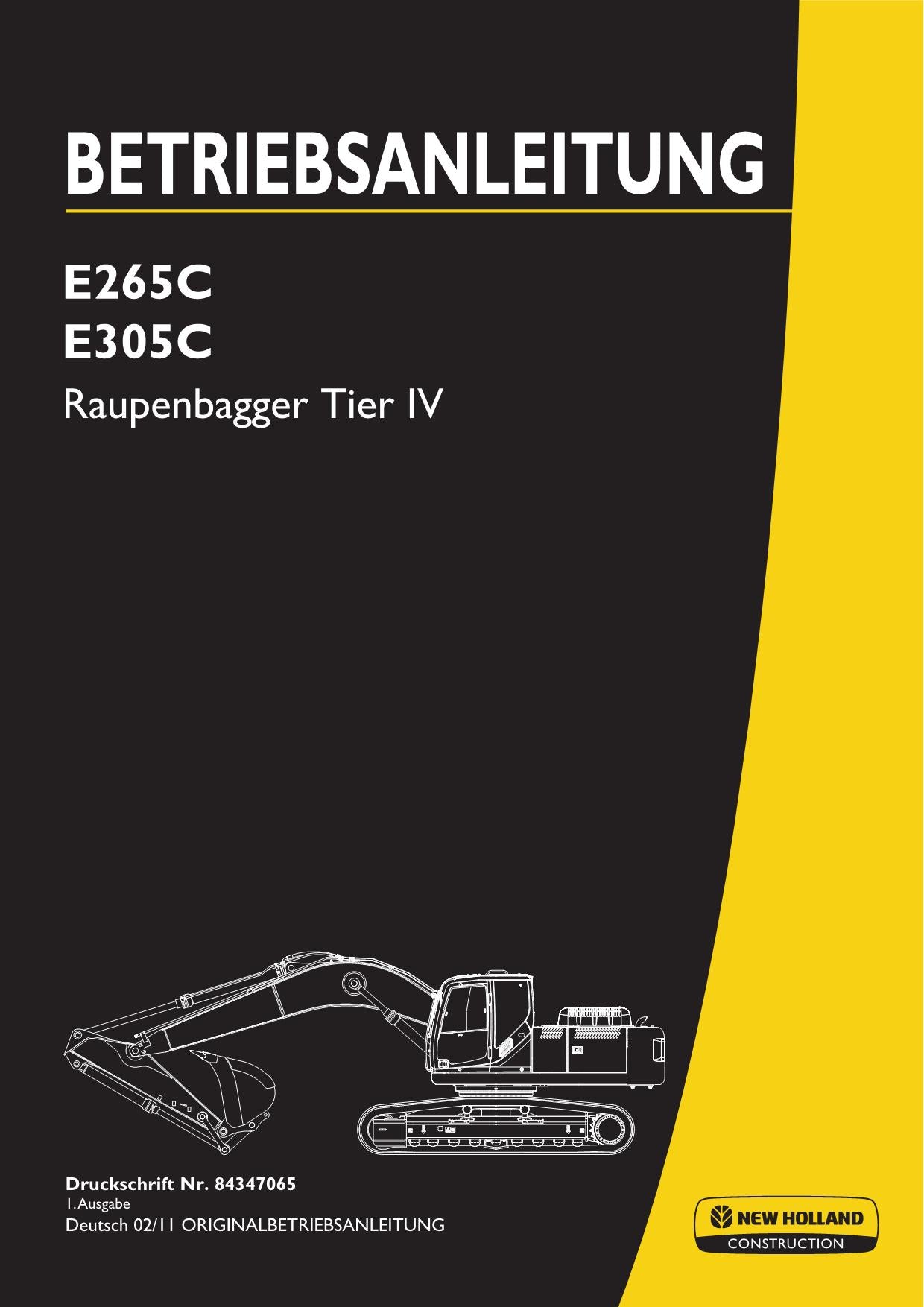 New Holland E265C E305C Bagger Manuel d'instructions