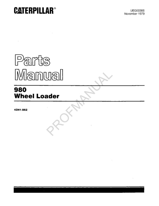 Caterpillar Cat 980 Wheel Loader Parts Catalog Manual UEG0338S