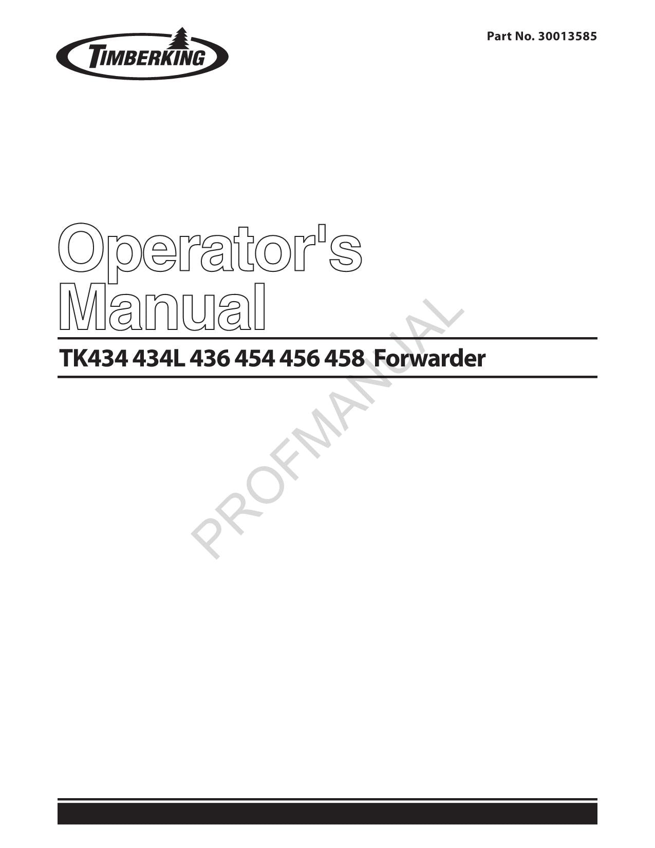 Caterpillar Cat TK454 TK456 TK458 Forwarder BEDIENUNGS-WARTUNGSHANDBUCH