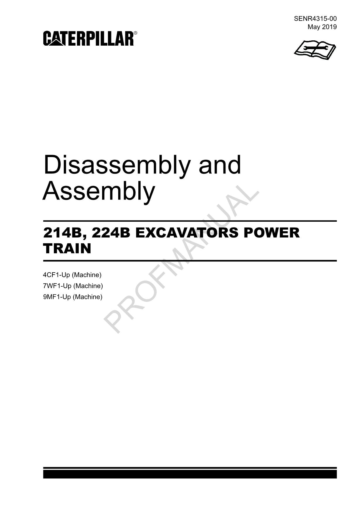 Caterpillar Cat 214B 224B EXCAVATOR POWER TRAIN Disassembly Assembly Manual