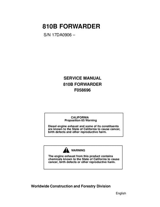 JOHN DEERE 810B FORWARDER SERVICE REPAIR MANUAL