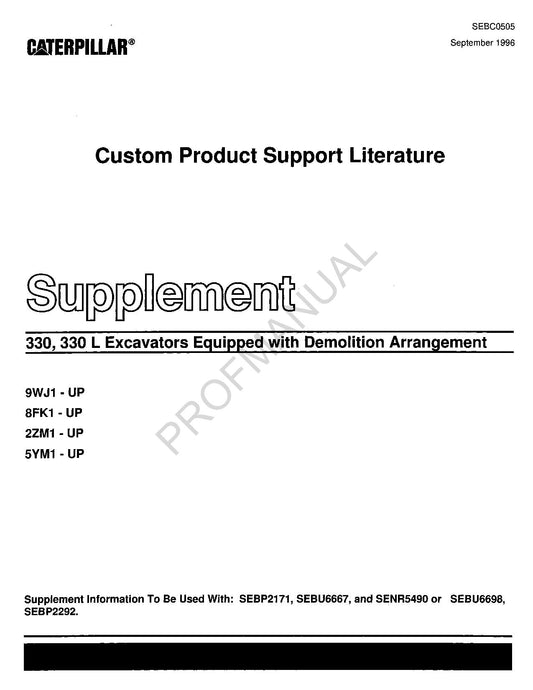 Caterpillar Cat 330 330 L Bagger Abbruch Ergänzung Teilekatalog Handbuch