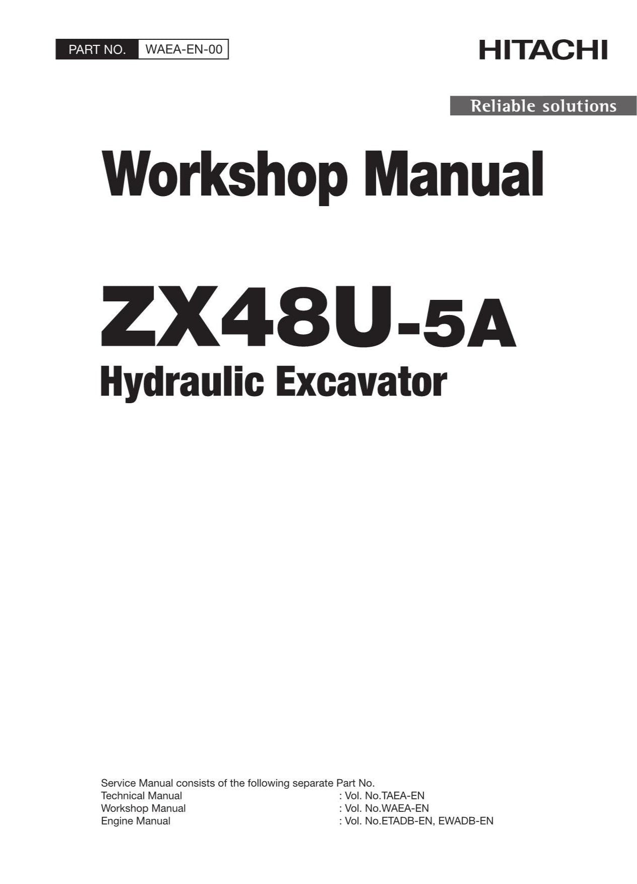 Hitachi ZX48U-5A Excavator Workshop Service Repair manual