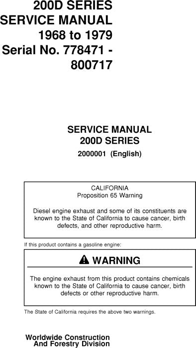 JOHN DEERE 200D 240D 205D 207D 208D SKIDDER SERVICE-REPARATURHANDBUCH