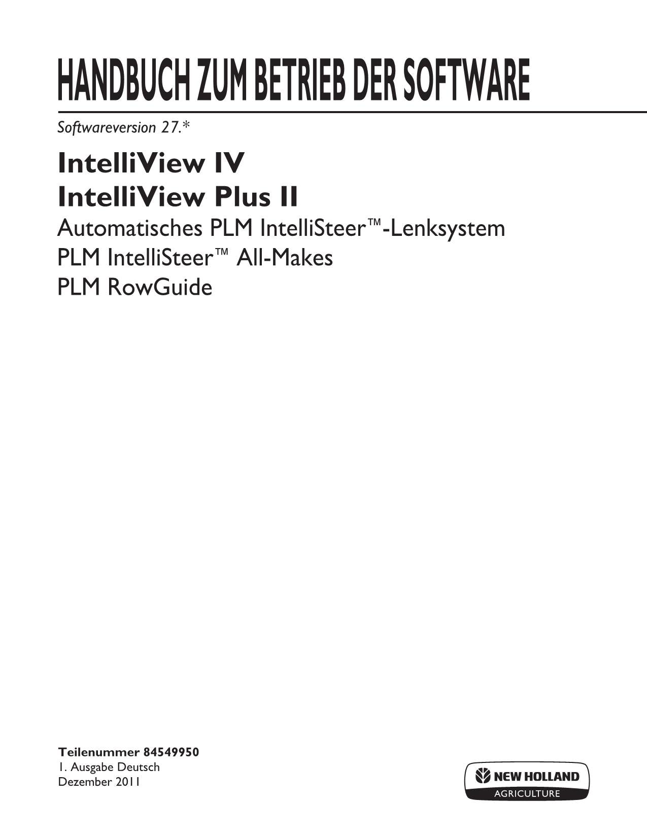 New Holland INTELLIVIEW IV INTELLIVIEW PLUS II Manuel d'instructions