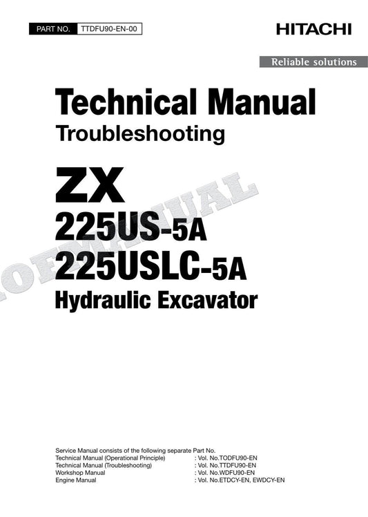 HITACHI ZX225US-5A ZX225USLC-5A Excavator Service Manual Troubleshooting