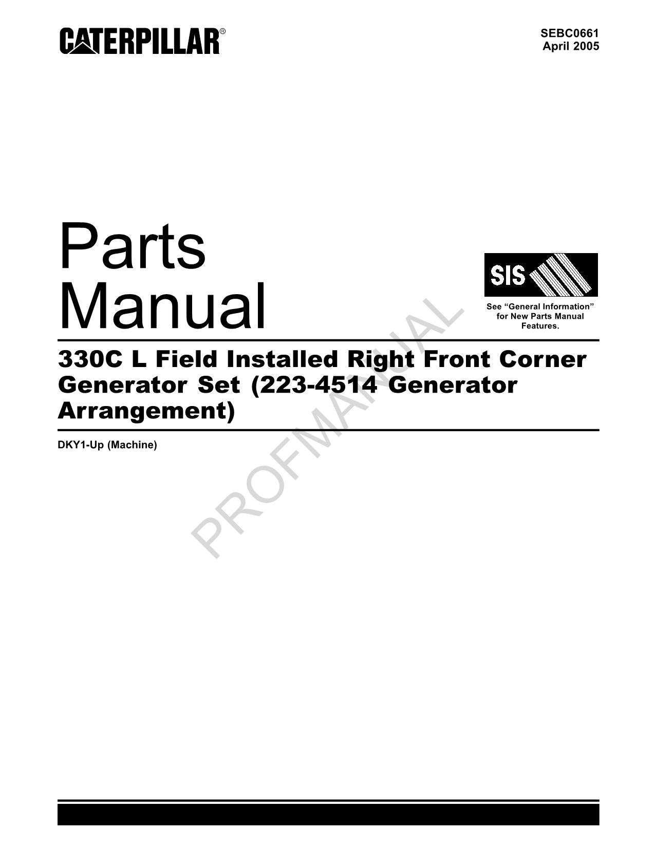 Caterpillar 330C L Field Installed Generator Set 223 4514 Parts Catalog Manual