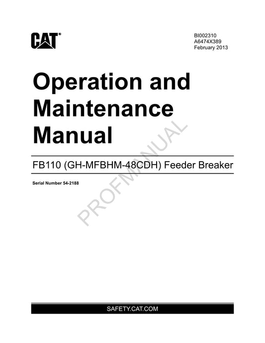 Caterpillar Cat FB110 GH-MFBHM-48CDH Feeder Breaker Bediener-Wartungshandbuch