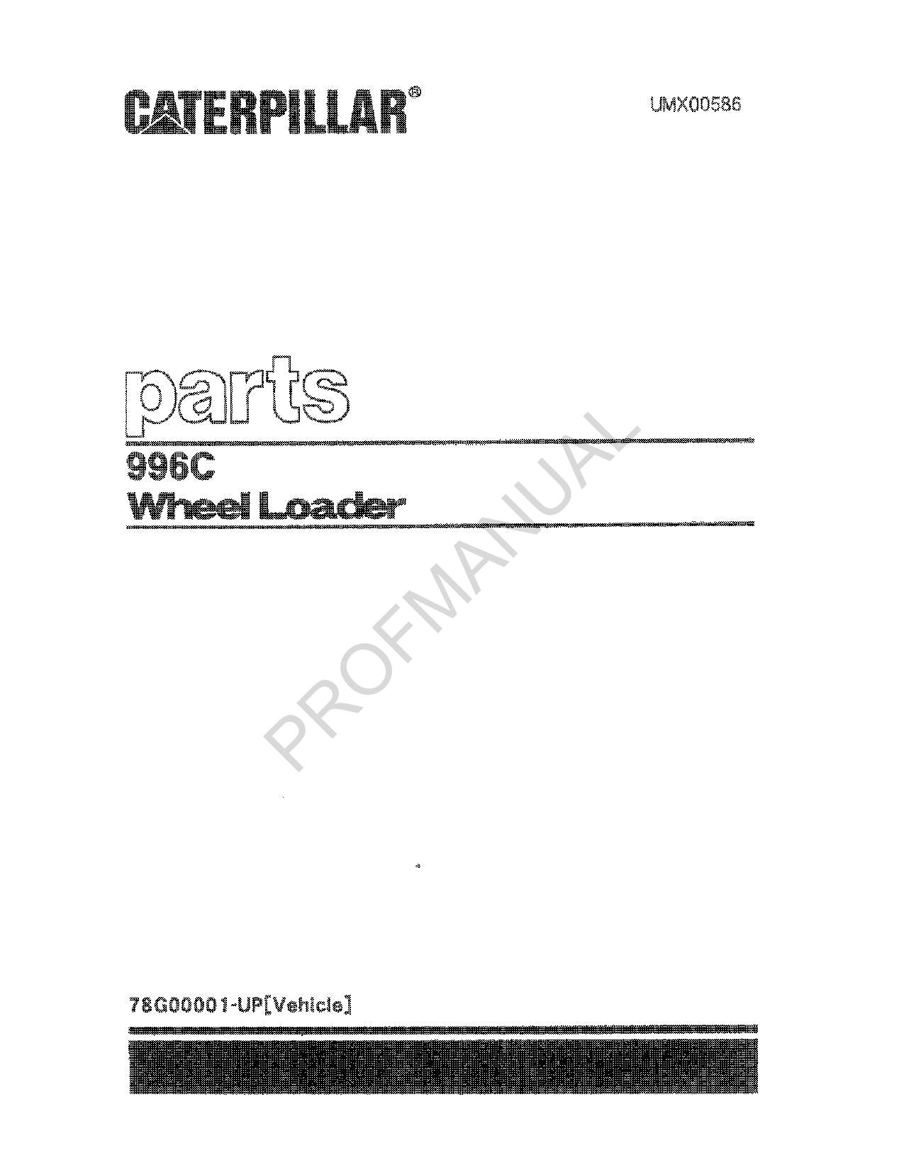 Caterpillar Cat 966C Wheel Loader Parts Catalog Manual UMX00586