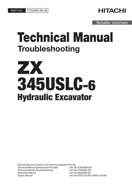 Hitachi ZX345USLC-6 Excavator Troubleshooting Service Manual with Schemes