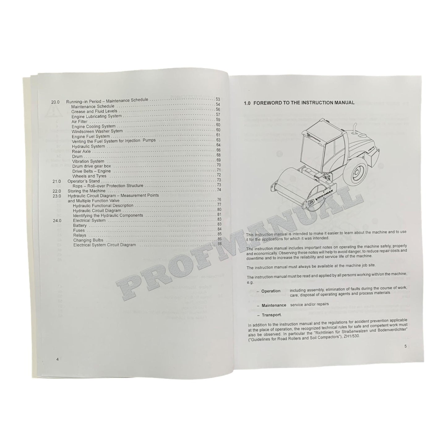 JCB VM 75 D PD Vibratory Single Drum Roller Operators Manual