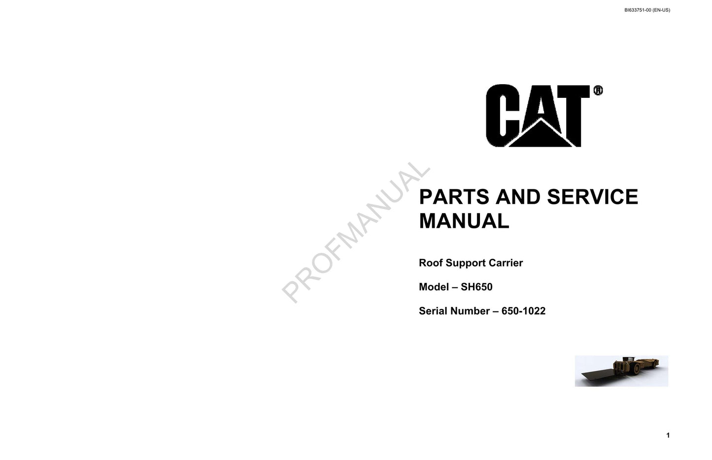 Caterpillar Cat SH650 Underground Longwall Parts Catalog Manual