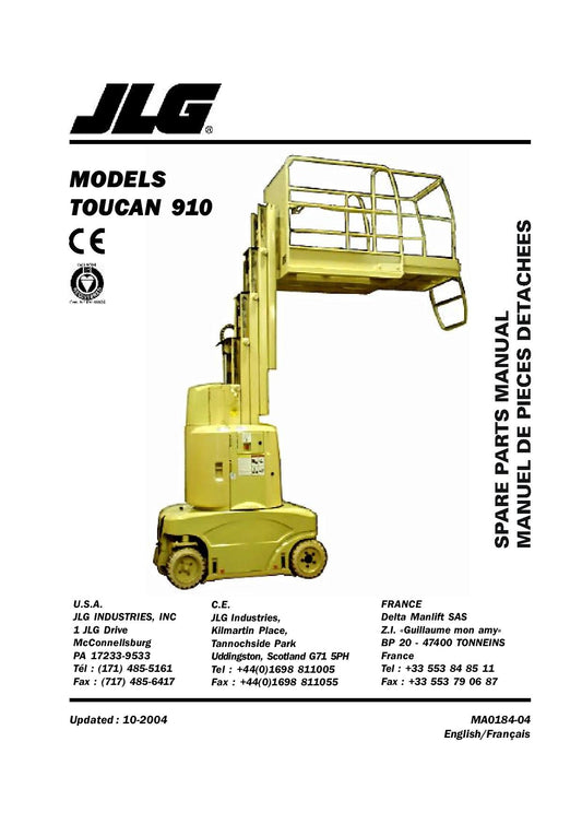 TOUCAN 910 Vertical Lift Parts Catalog Manual Multi language