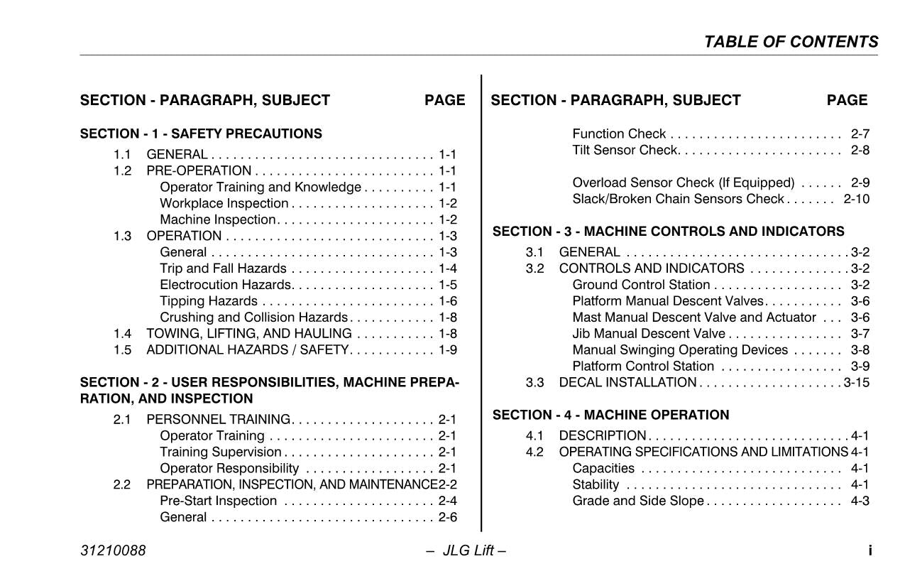 TOUCAN 10E 26E Vertical Lift Maintenance Operation Operators Manual 31210088