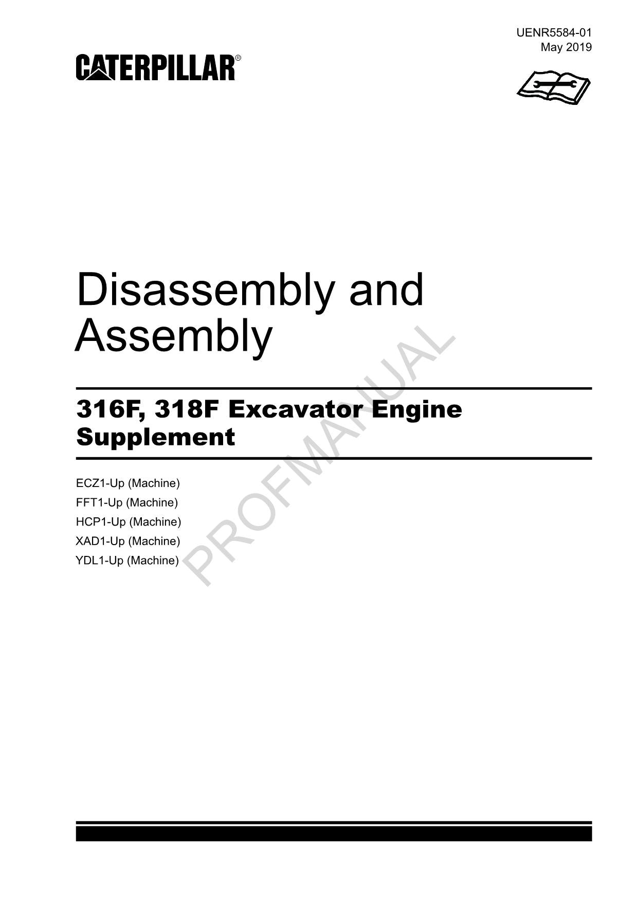 Caterpillar 316F 318F Excavator Engine Supplement Disassembly Assembly Manual