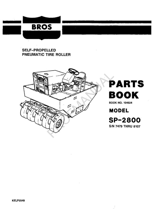 Caterpillar Cat Bros SP 2800 Self Propelled Tire Roller Parts Catalog Manual