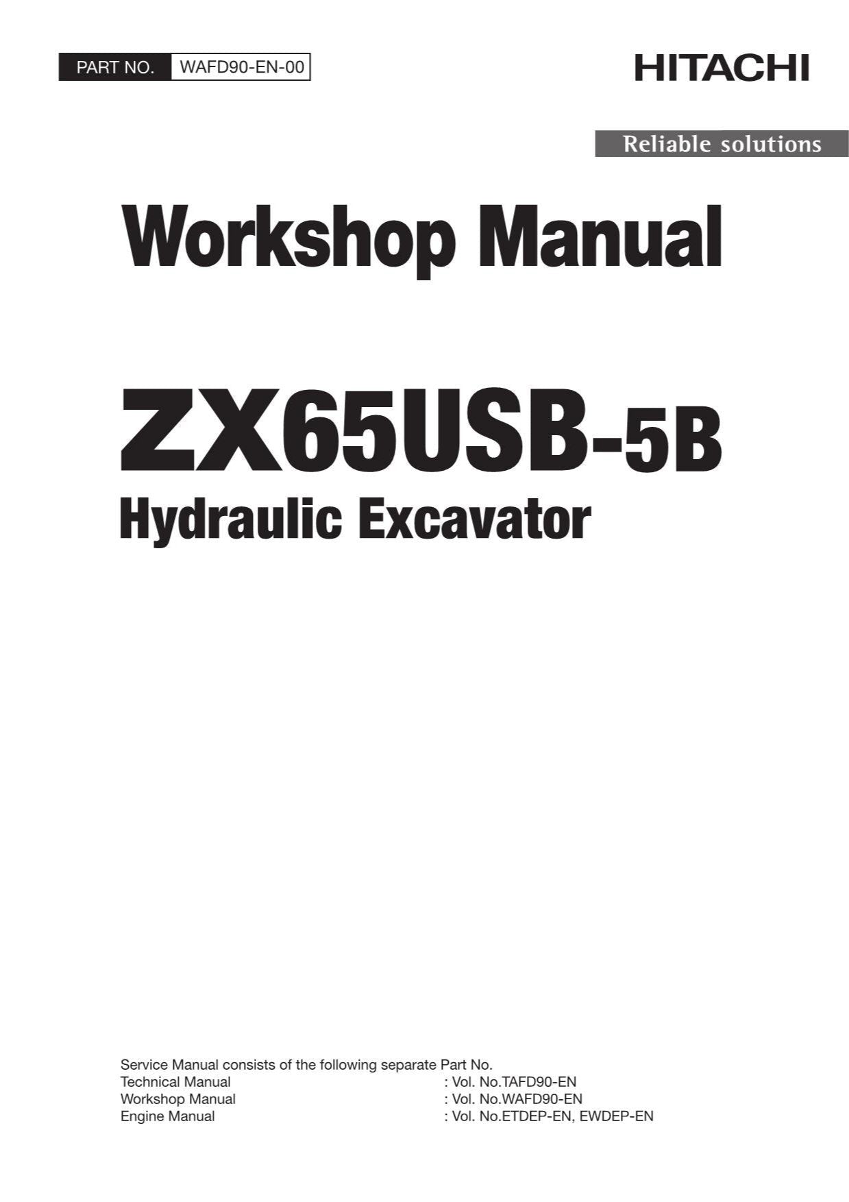 Hitachi ZX65USB-5B Excavator Workshop Service Repair manual