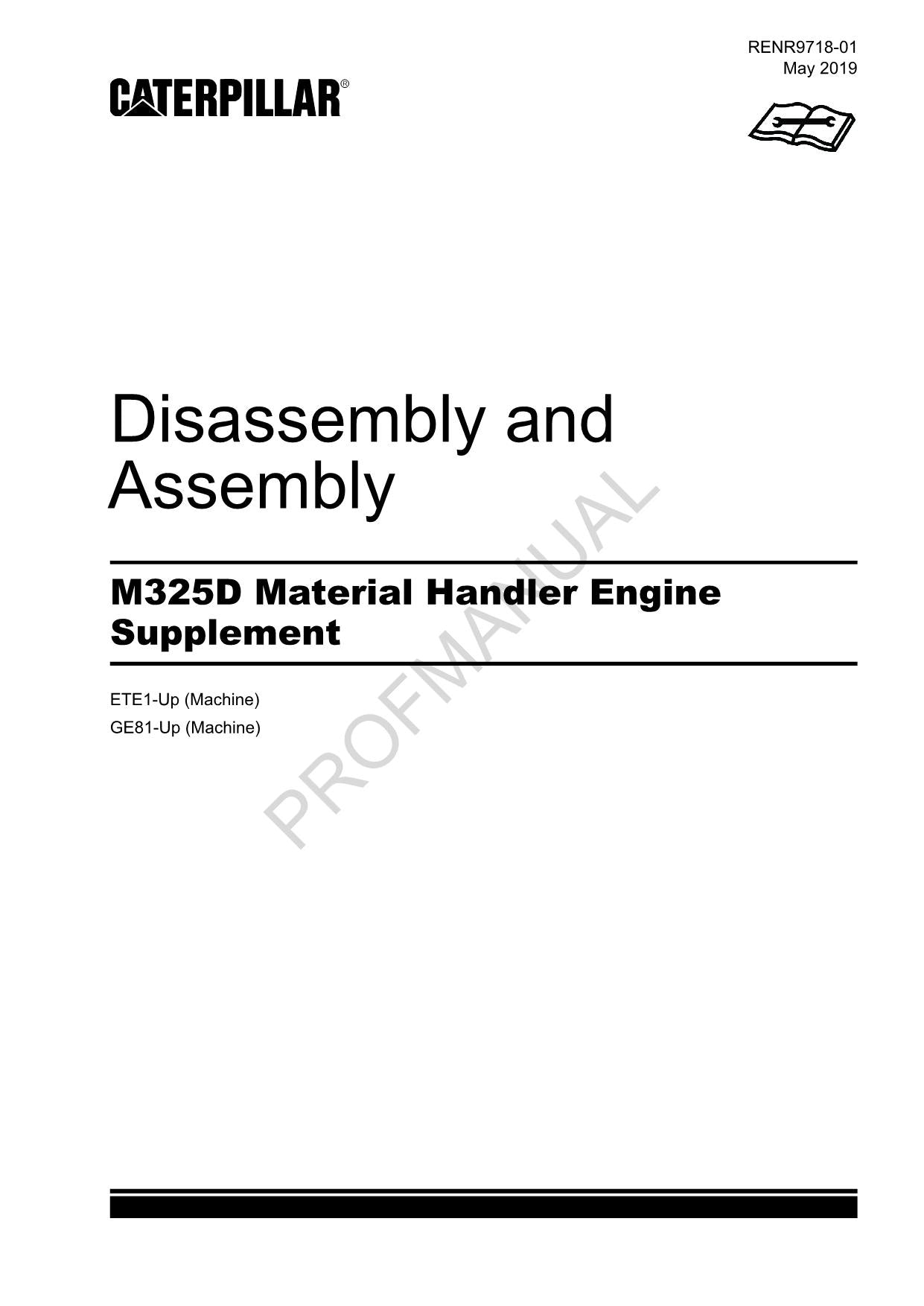 Caterpillar M325D Material Handler Engine Suppl Disass Assembly Service Manual