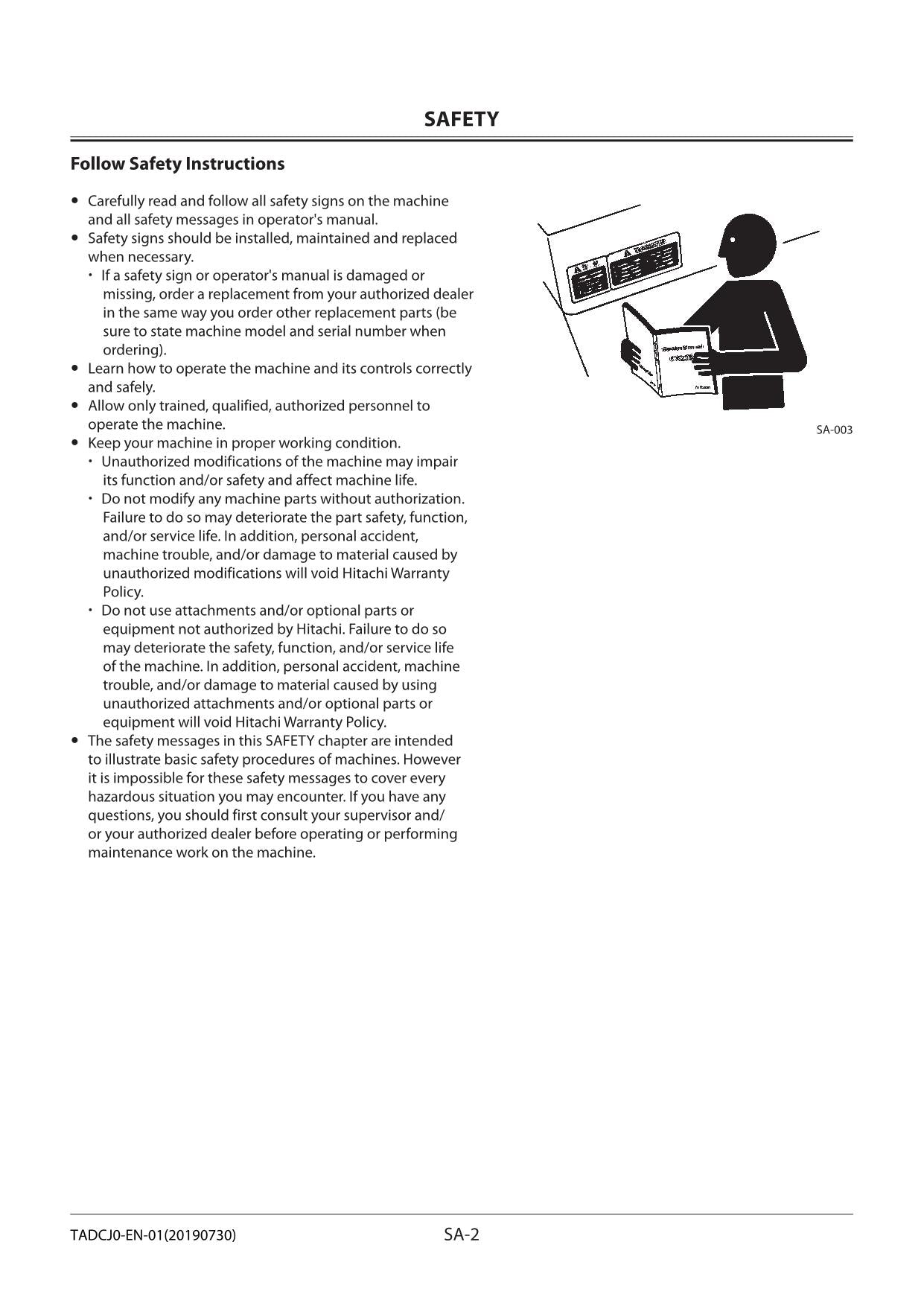 Hitachi ZX35U-5A 35U-5A 38U-5A Excavator Service Manual with Schemes