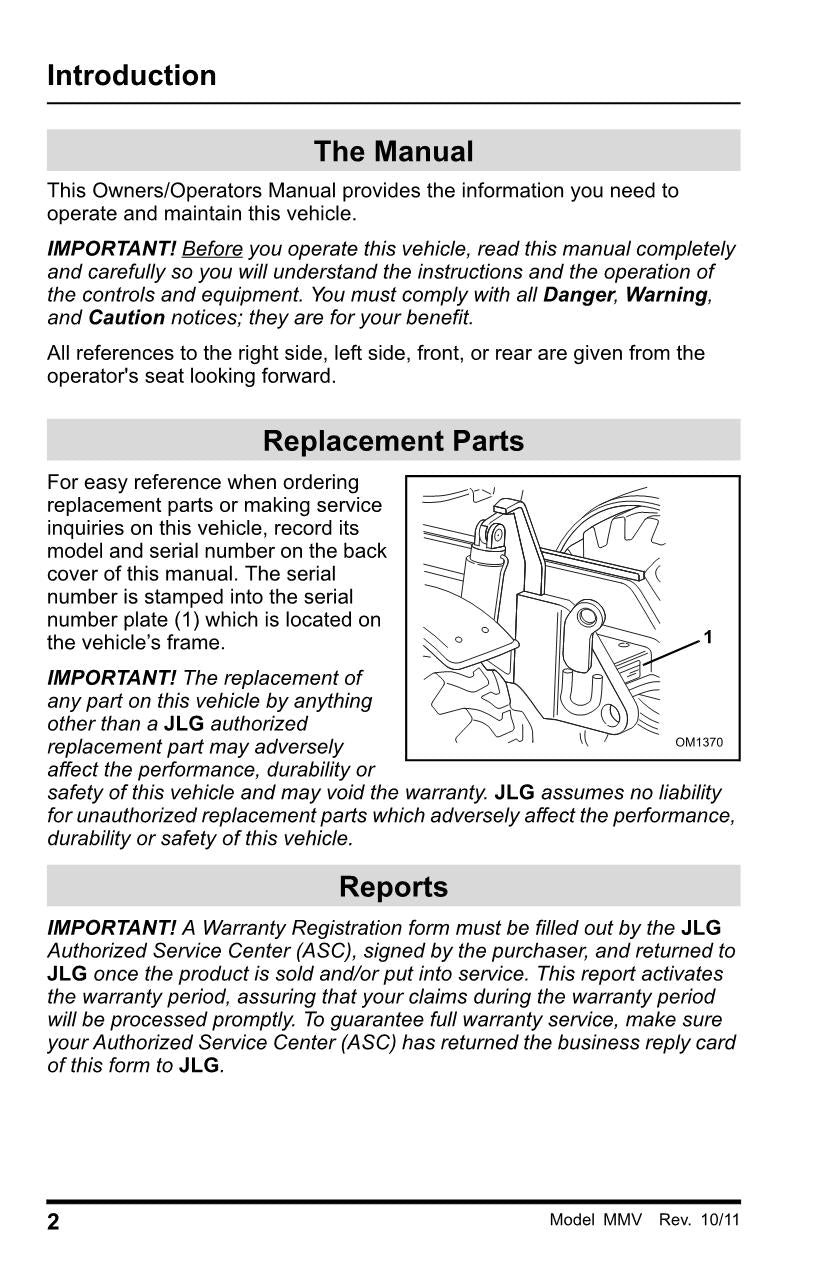 SKYTRAK MMV Telehandler Maintenance Operation Operators Manual 8990504