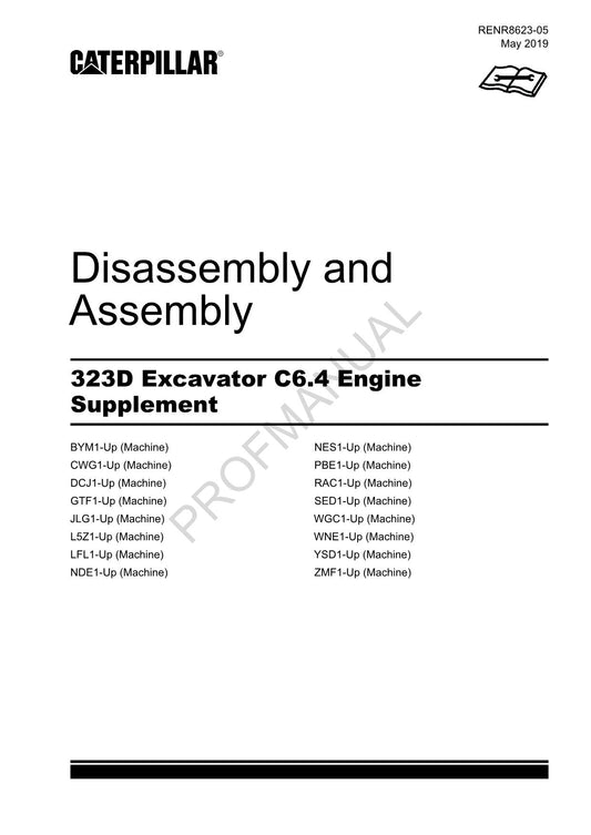 Manuel de démontage et d'assemblage du supplément moteur C6.4 de l'excavatrice Caterpillar 323D