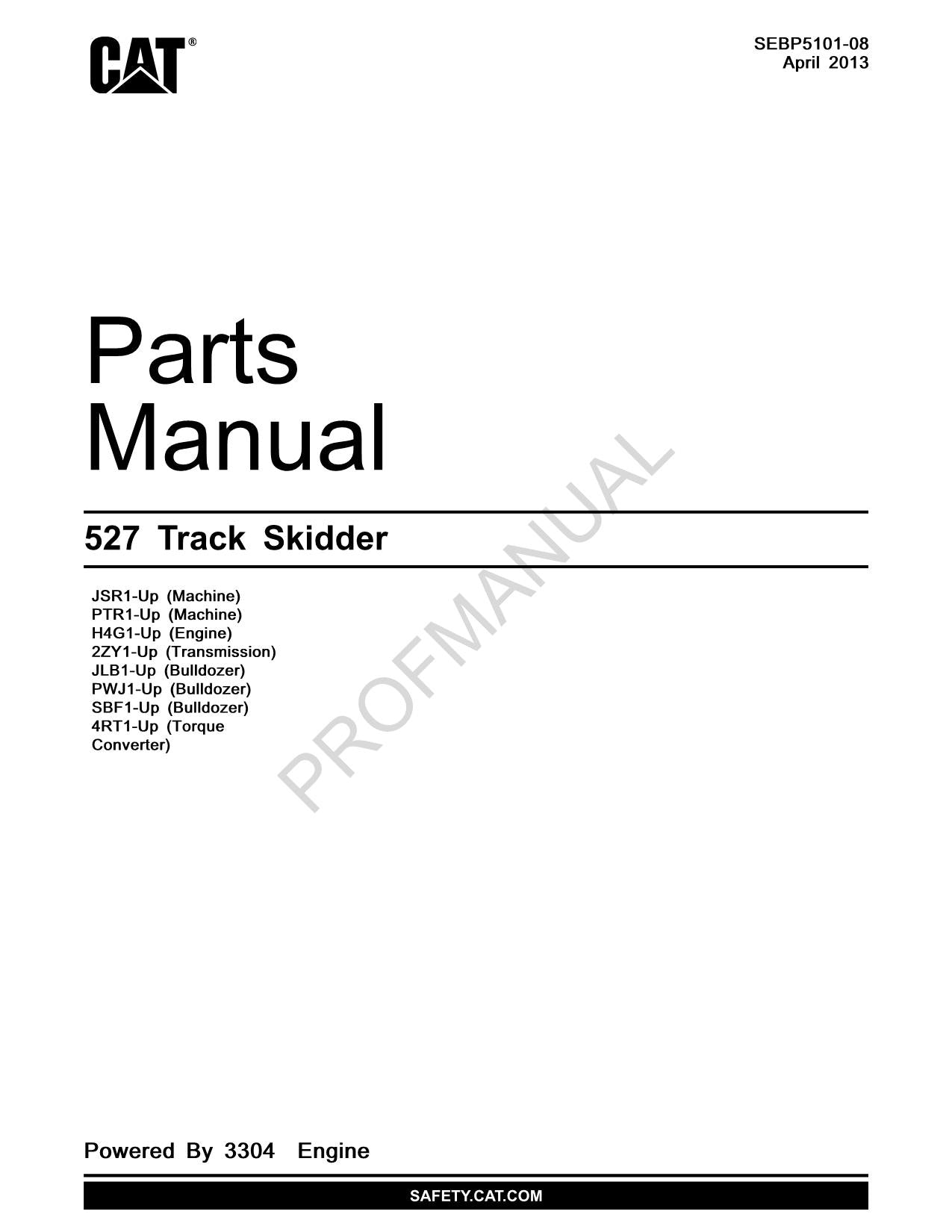 Caterpillar Cat 527 Track Skidder Parts Catalog Manual SEBP5101