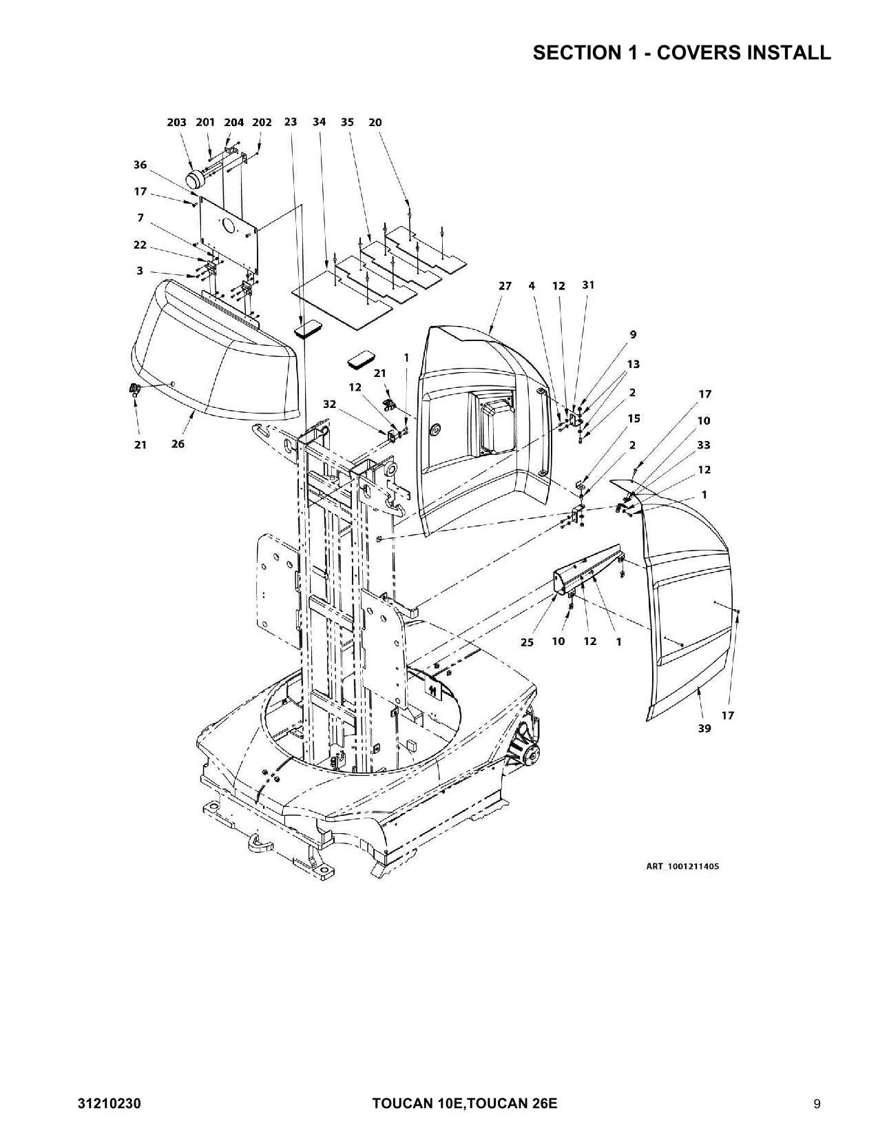 TOUCAN 10E 26E Vertical Lift Parts Catalog Manual 31210230 Multi language