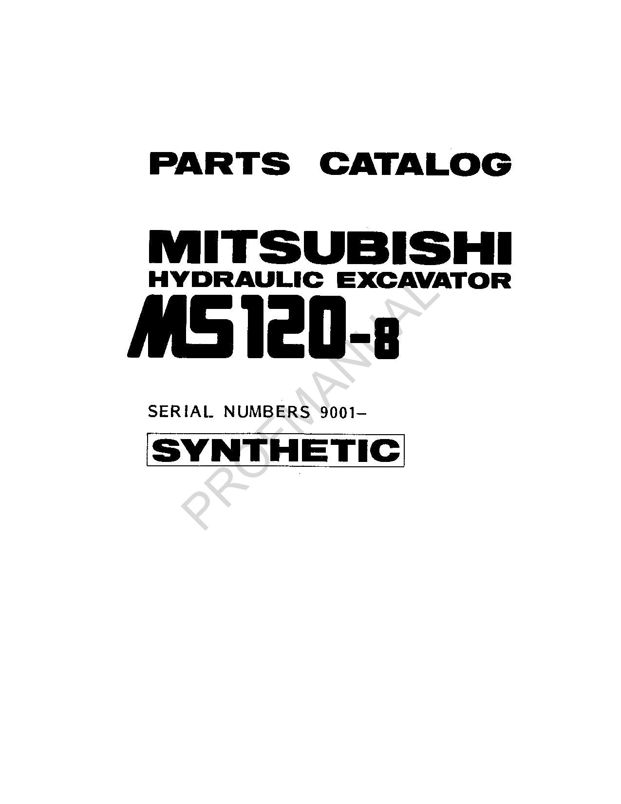 Caterpillar Cat Mitsubishi Hydraulic Excavator MS120 8 Parts Catalog Manual