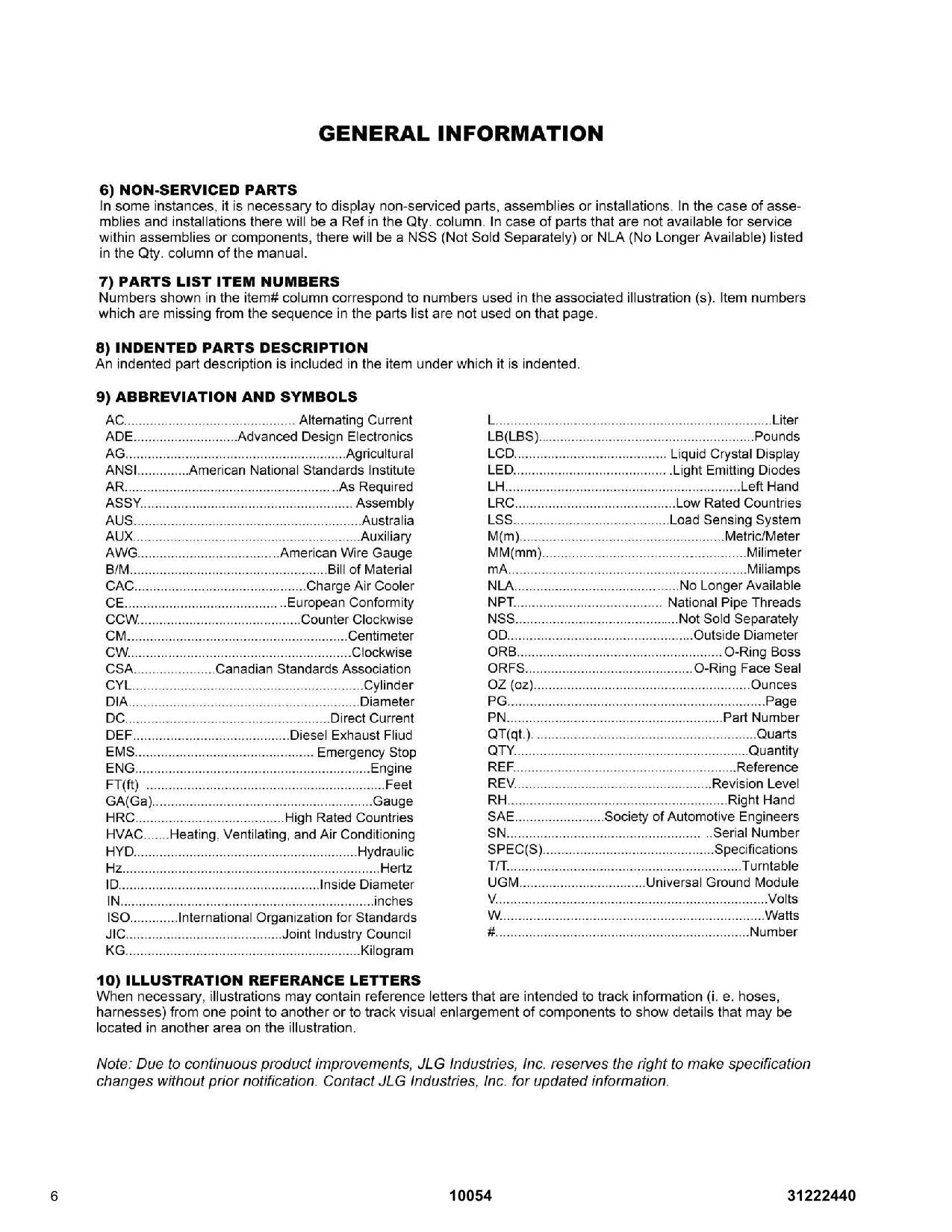 SKYTRAK 10054  Telehandler Parts Catalog Manual