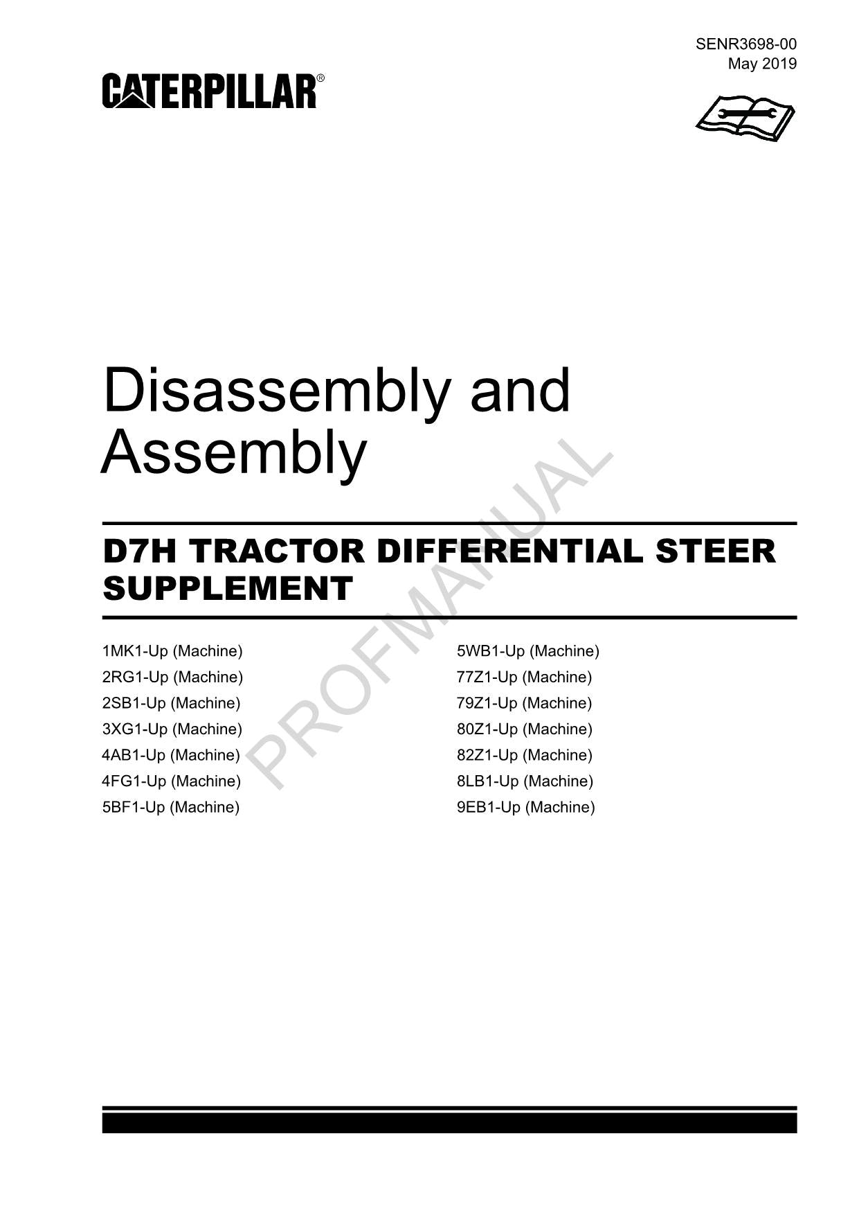 Caterpillar CAT D7H TRACTOR DIFFERENTIAL STEER SUPPL Manual Disassembly Assembly