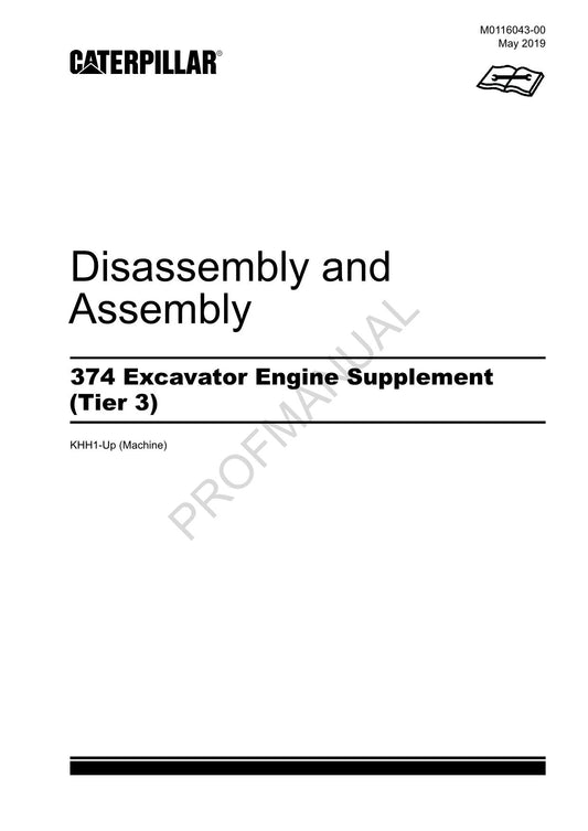 Caterpillar 374 Excavator Engine Supplement Tier 3 Disassembly Assembly Manual