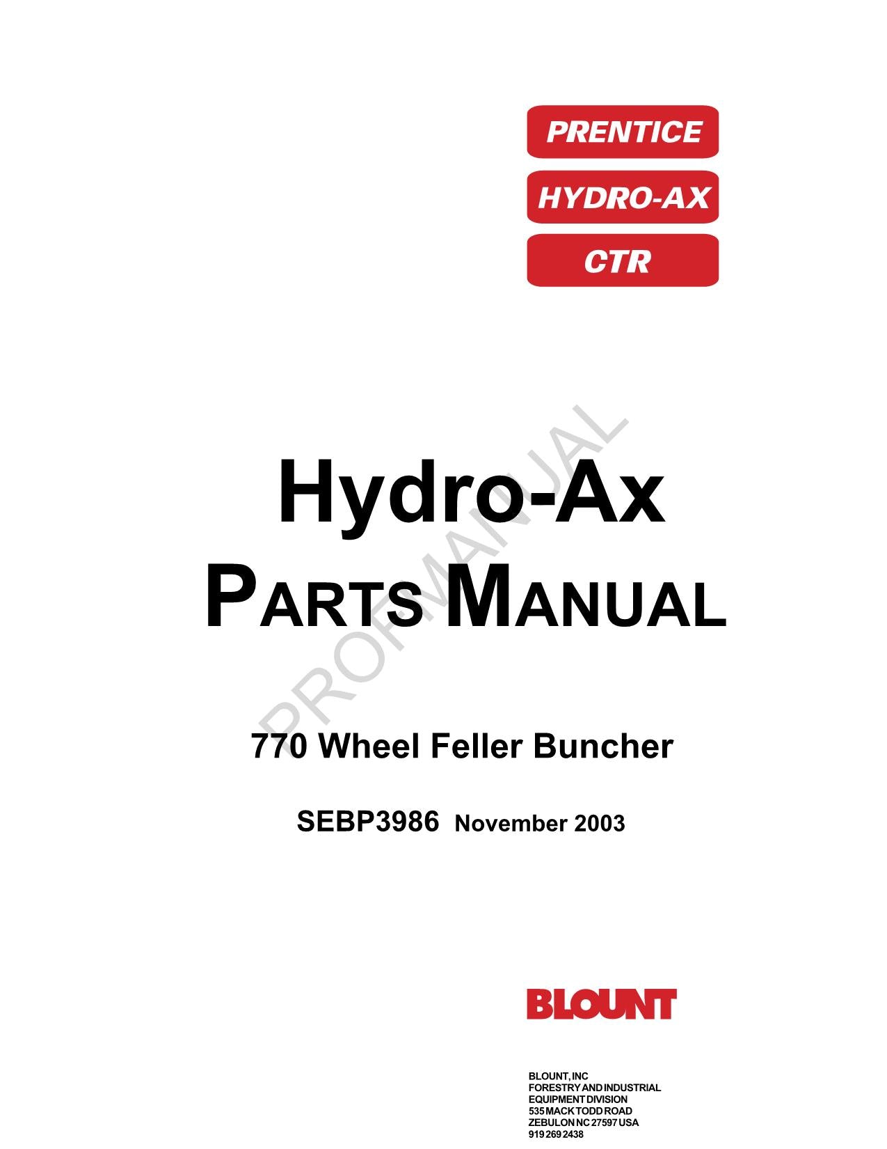 Caterpillar Cat Hydro Ax 770 Wheel Feller Buncher Parts Catalog Manual