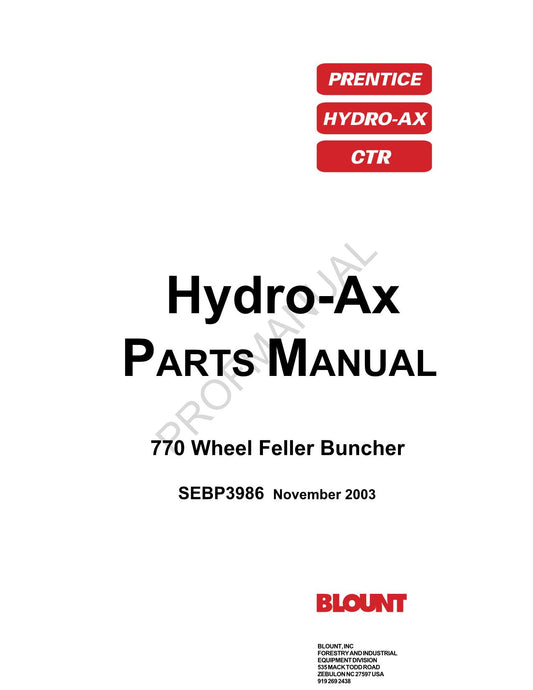 Caterpillar Cat Hydro Ax 770 Wheel Feller Buncher Parts Catalog Manual