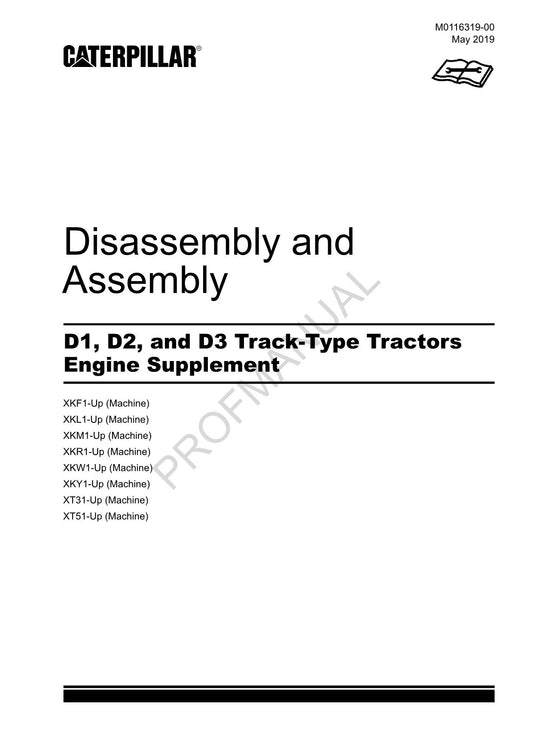 Caterpillar D1 D2 D3 Track Type Tractor Engine Suppl Manual Disassembly Assembly